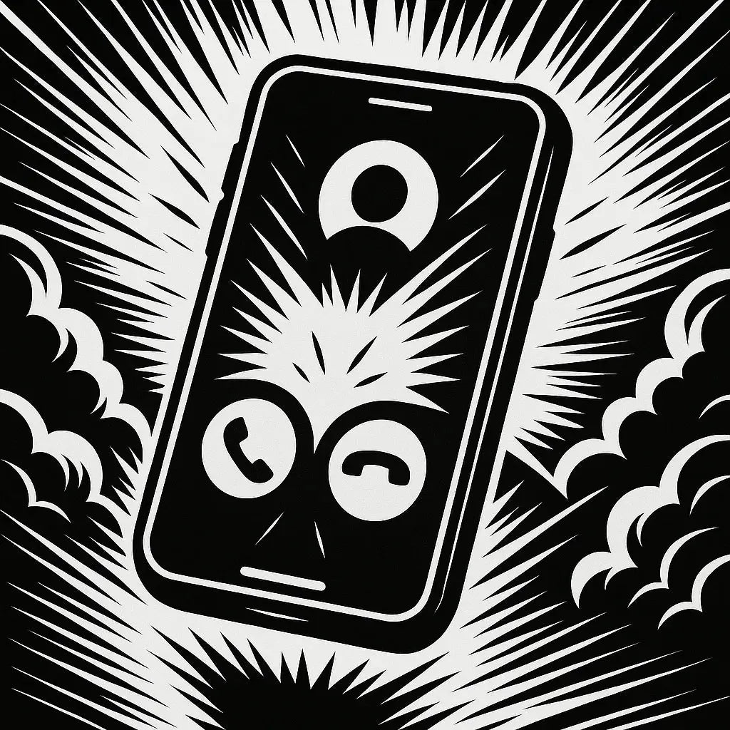 Smartphone mit eingehendem Anruf, Symbole Annehmen/Ablehnen leuchten
