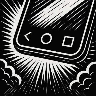 Statusleiste am Smartphone: Akku, WLAN, Uhrzeit - Comic-Stil