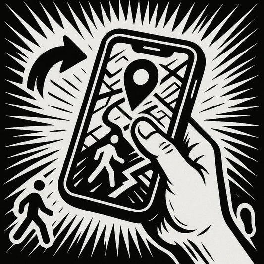 Hand mit Smartphone, Fußgänger-Navigation in Google Maps