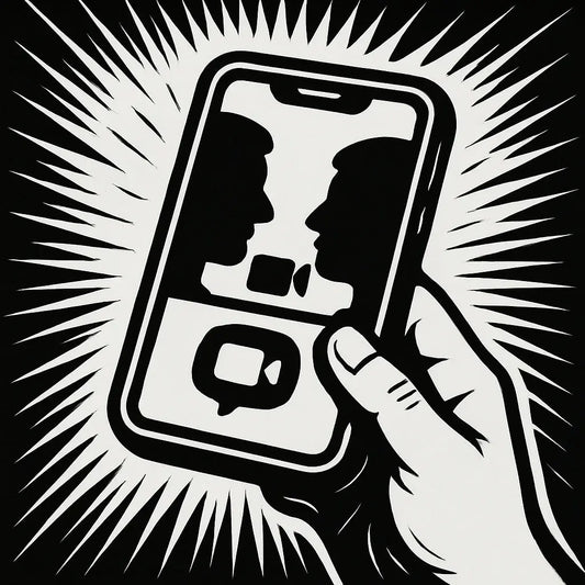 Hand hält Smartphone, zwei Gesichter im WhatsApp-Videoanruf