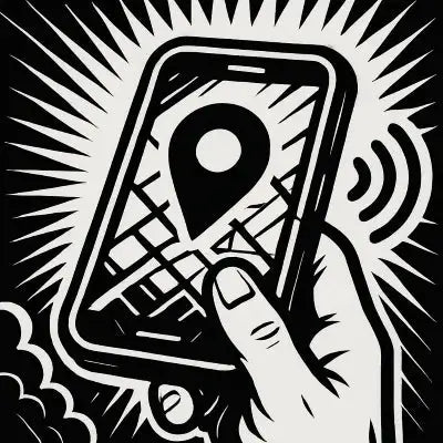 Standort-Symbol auf Smartphone: GPS-Ortung einfach erklärt, Comic-Stil