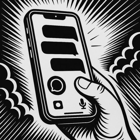 Hand mit Smartphone - WhatsApp Sprachnachrichten im Chat